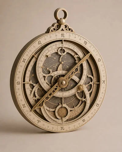 Intricate Brass Astrolabe Astronomical Instrument