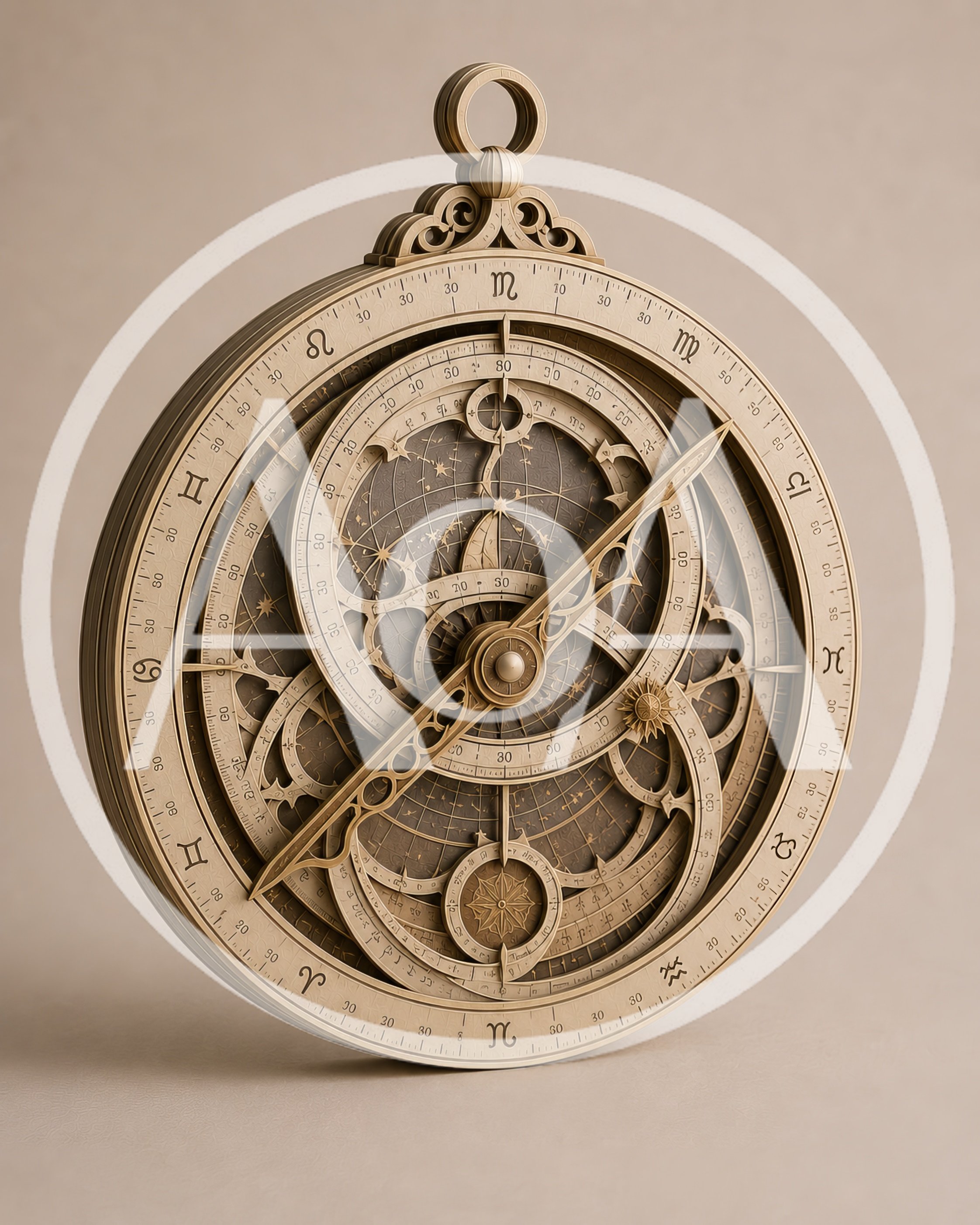 Intricate Brass Astrolabe Astronomical Instrument