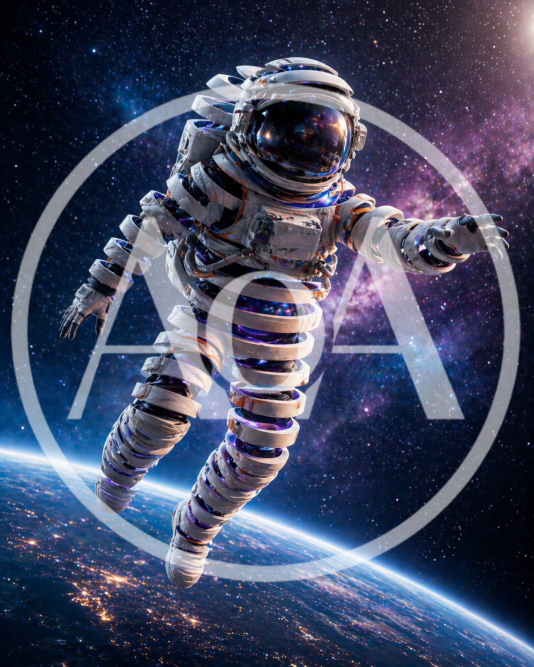 Surreal Astronaut Floating Above Earth In Deep Space