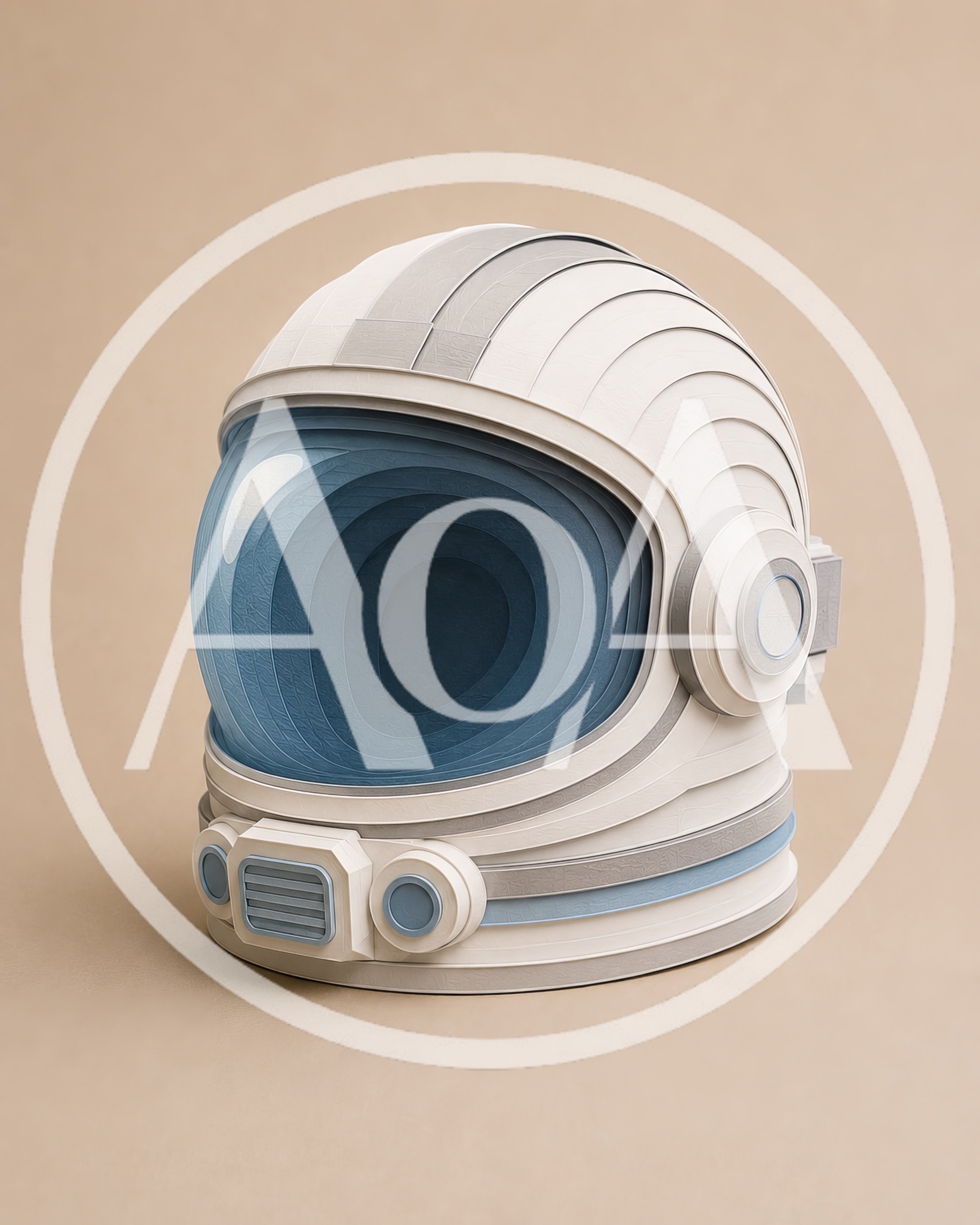 Papercraft Astronaut Helmet Isolated On Beige Background