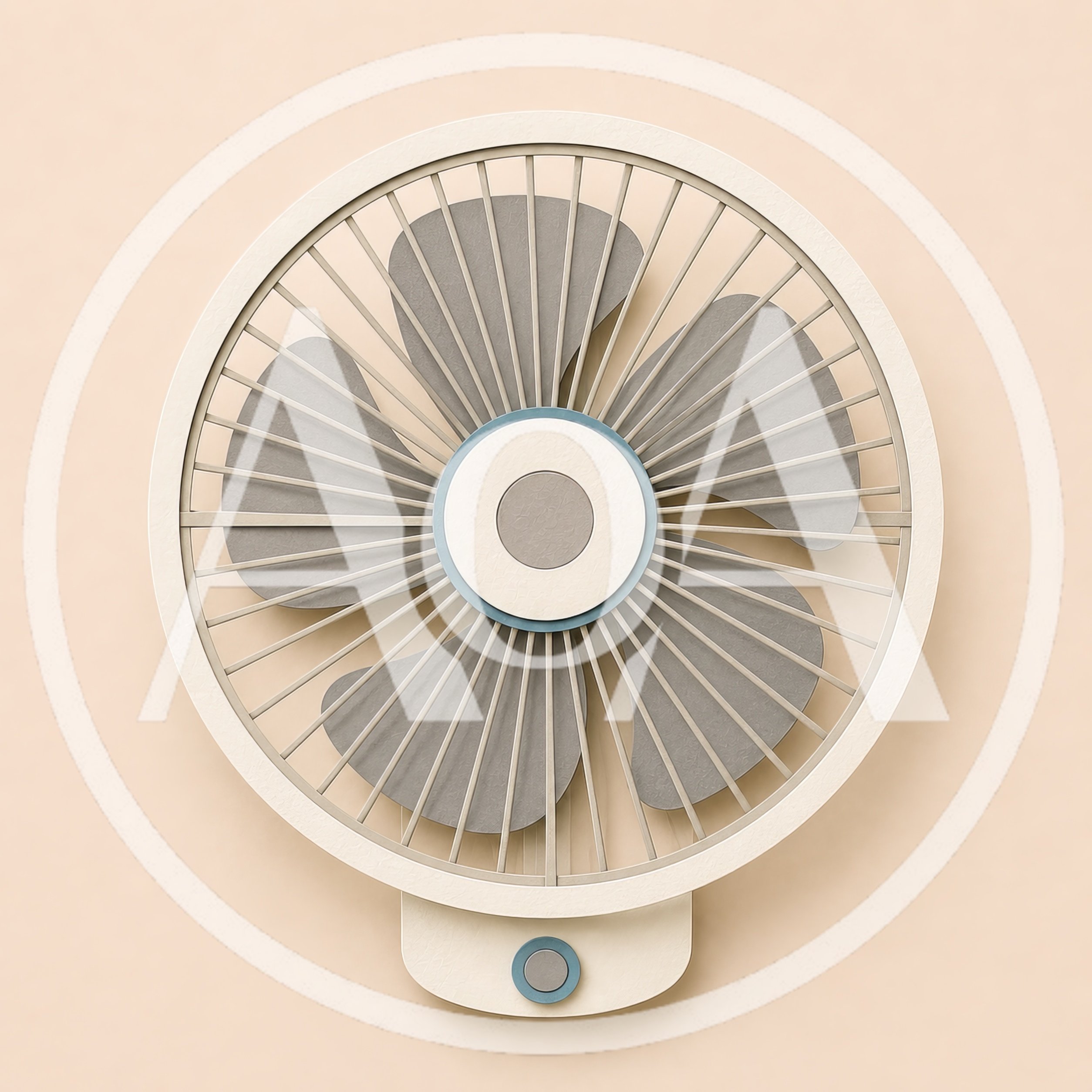 Minimalist 3D Rendered Electric Desk Fan