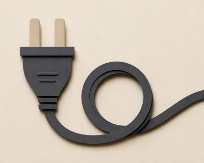 Paper Cutout Style Electrical Plug With Coiled Cord