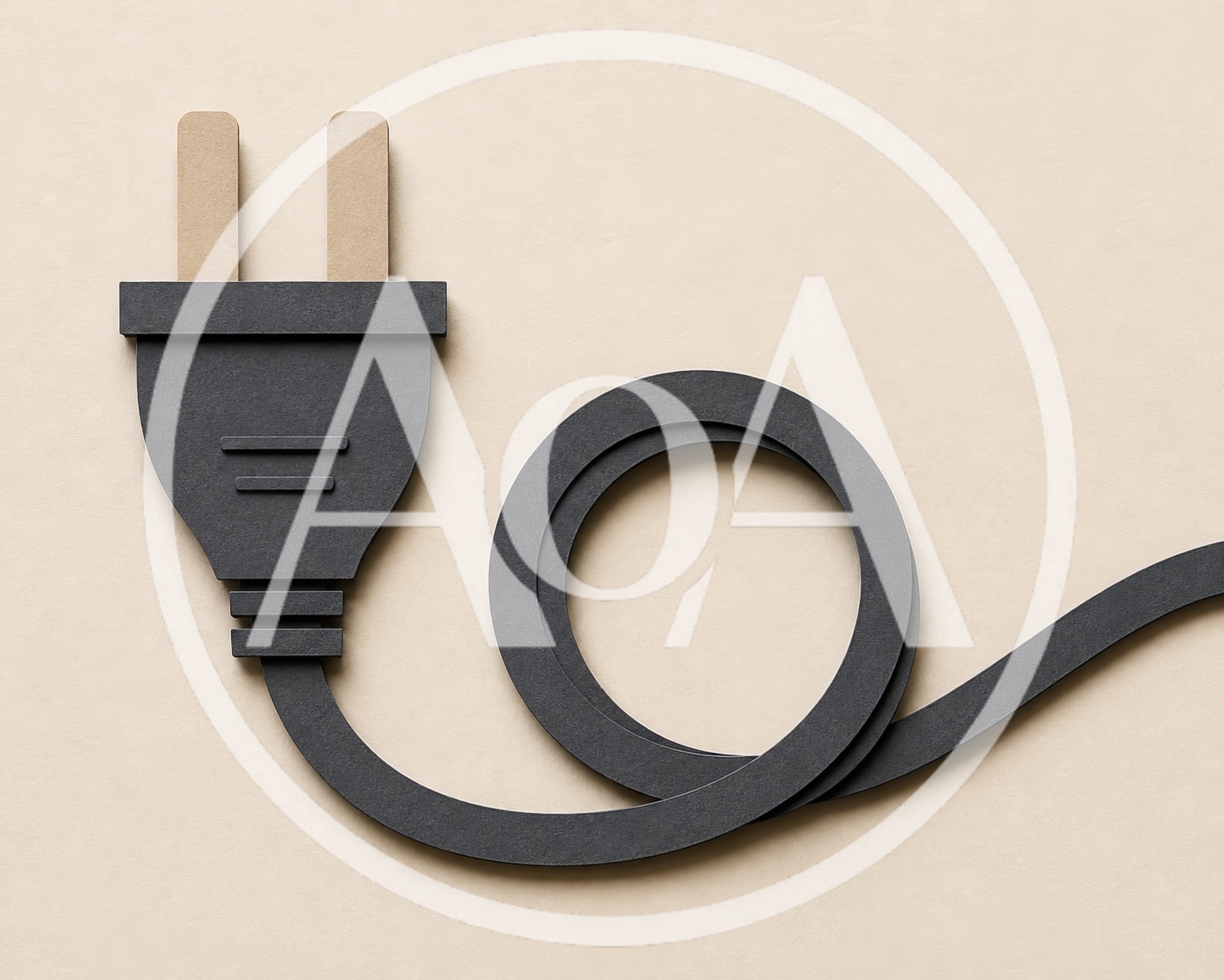 Paper Cutout Style Electrical Plug With Coiled Cord