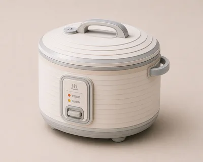 Modern Beige Rice Cooker On Neutral Background