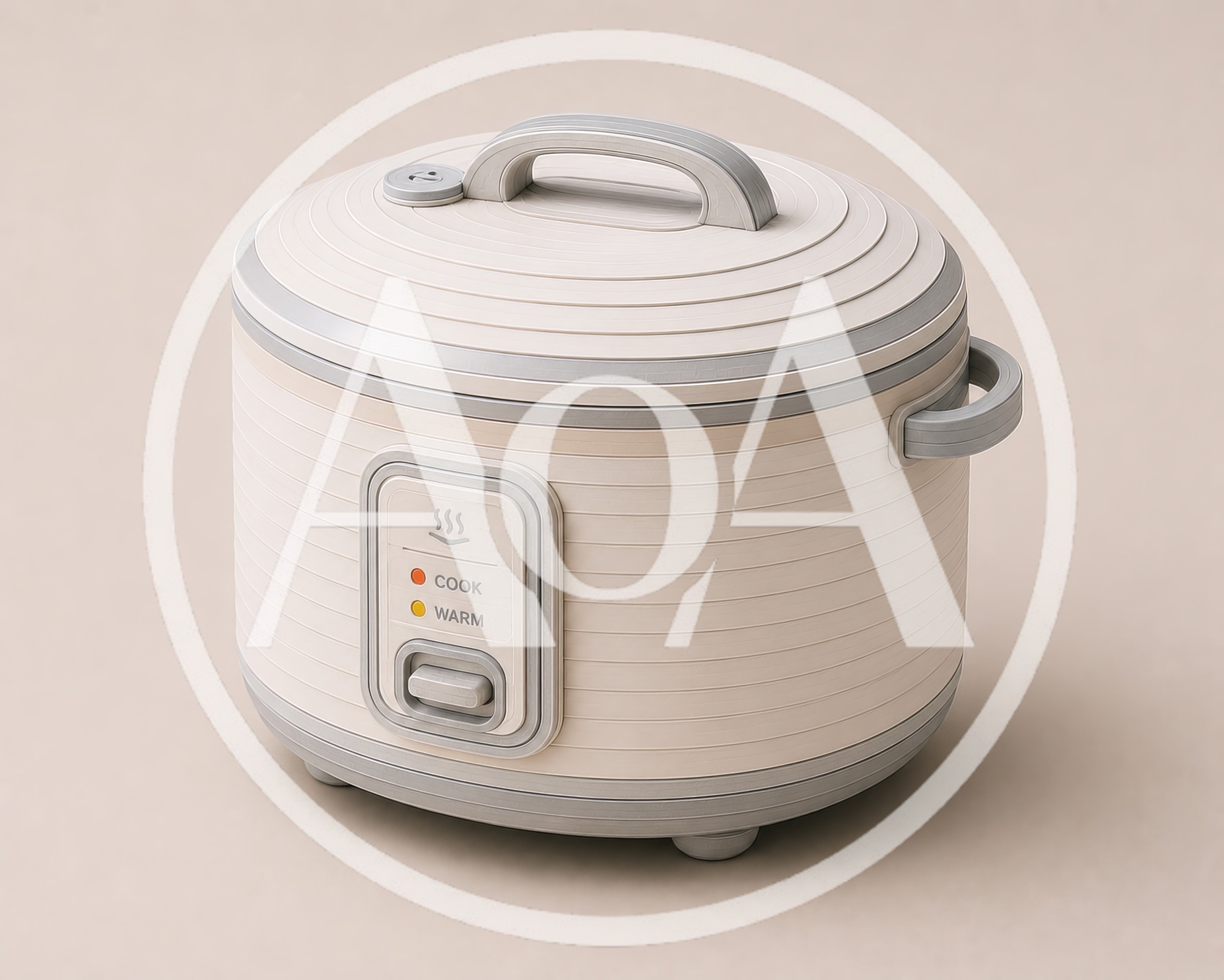 Modern Beige Rice Cooker On Neutral Background