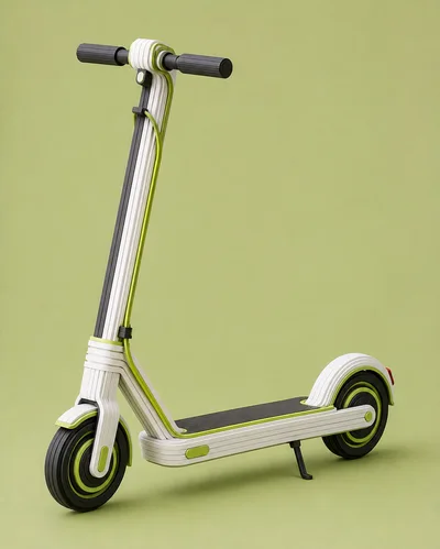 Modern Electric Scooter on Solid Green Background
