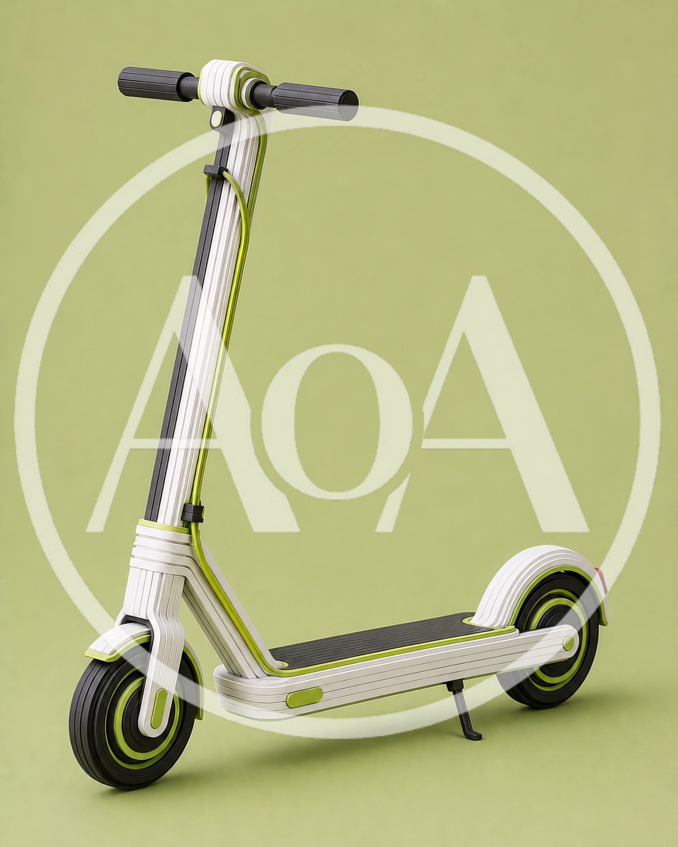 Modern Electric Scooter on Solid Green Background