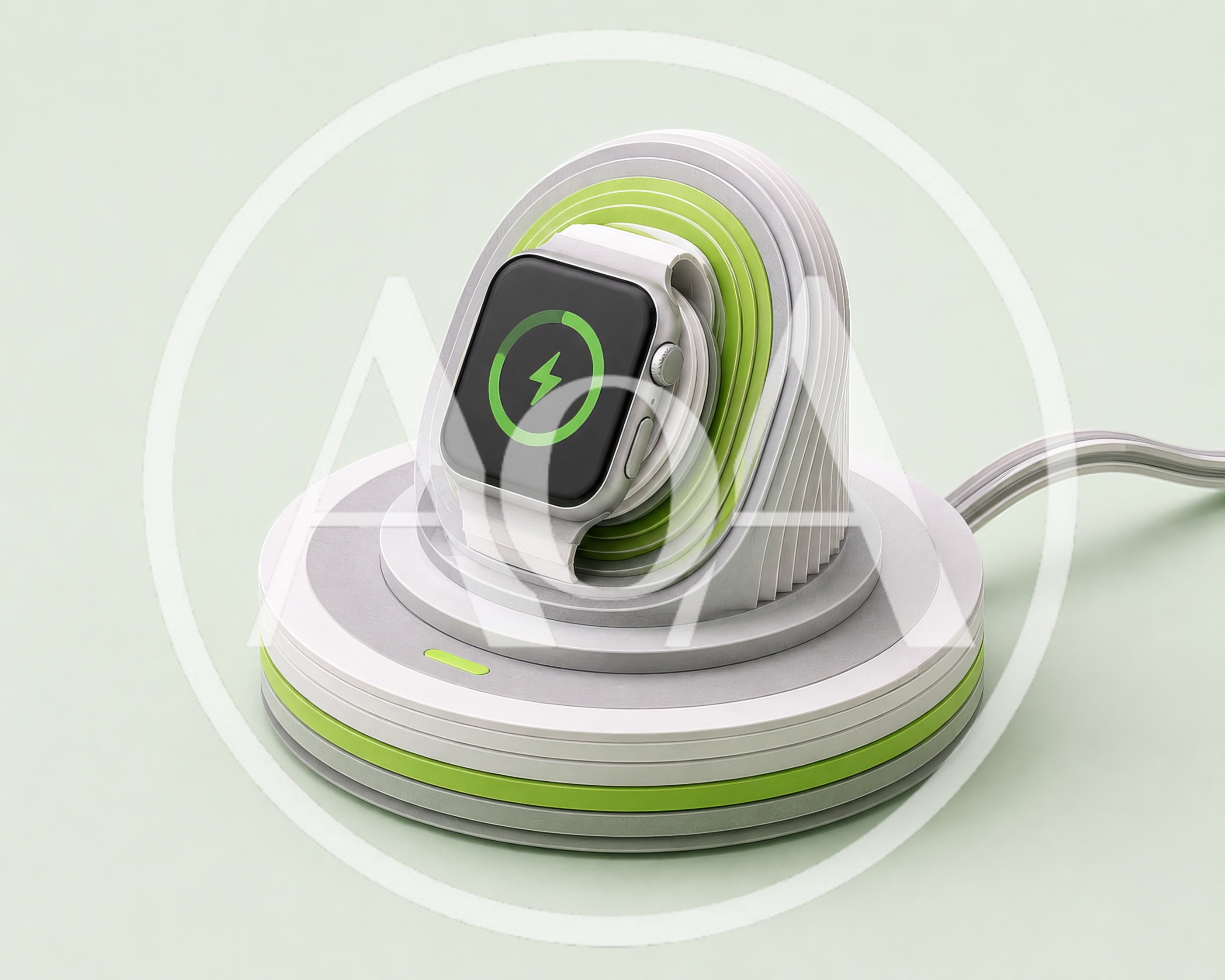 Smartwatch Charging On A Modern Wireless Docking Station