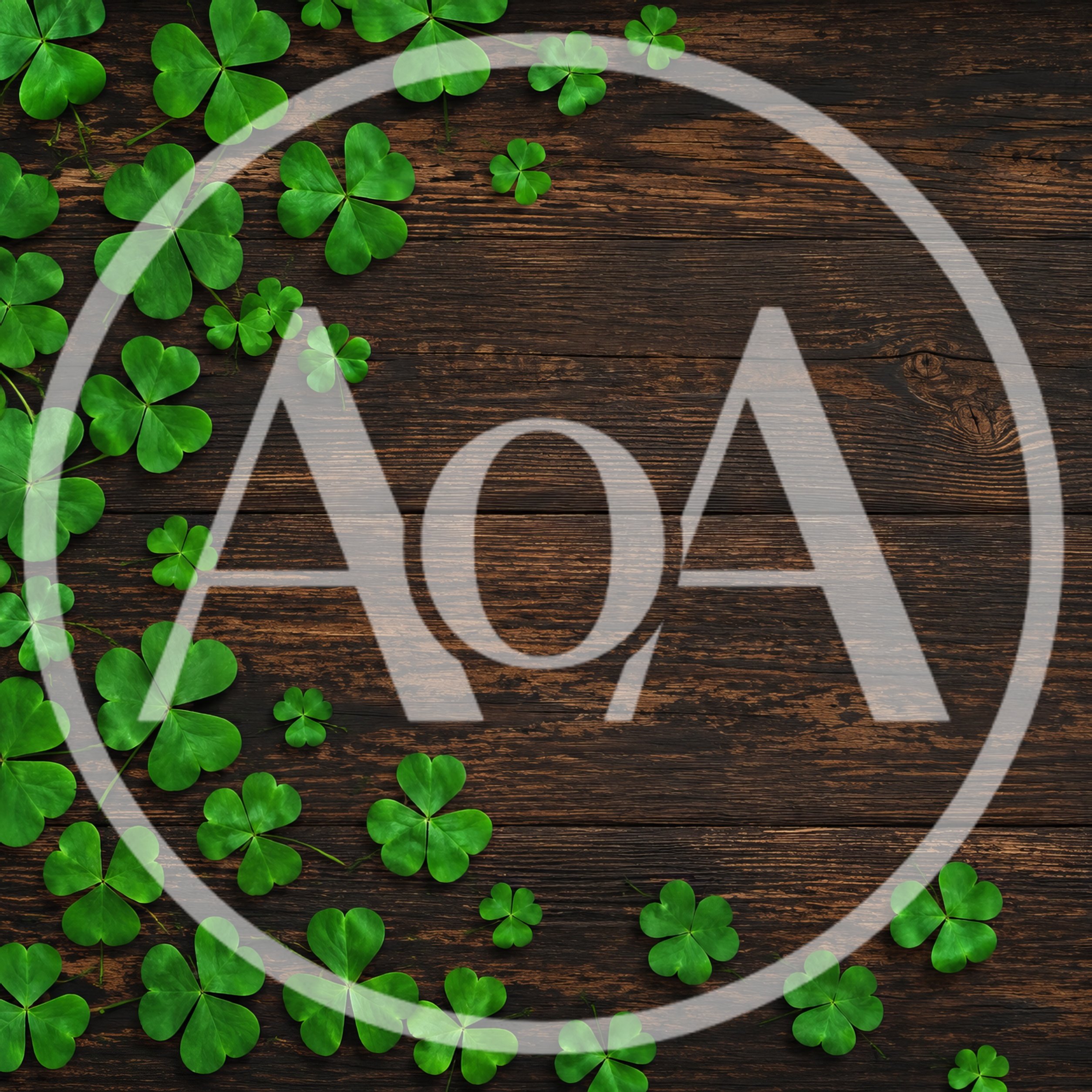 Shamrock Leaves Border on Dark Rustic Wooden Background