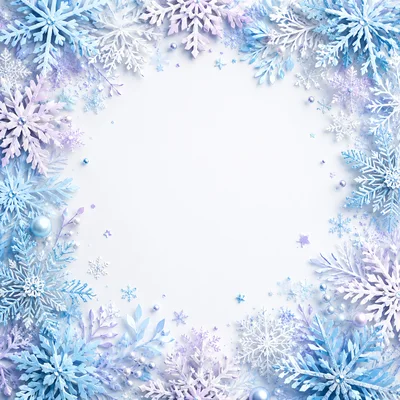 Winter Snowflake Frame With Decorative Ornaments