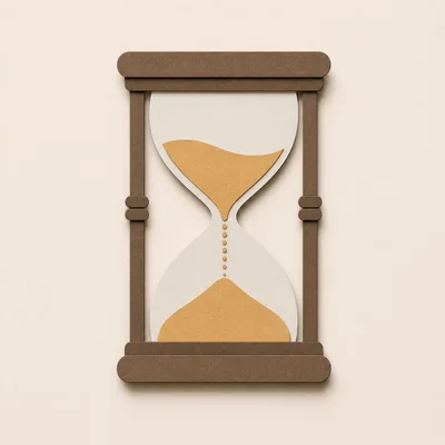 Minimalist Paper Cutout Hourglass Illustration