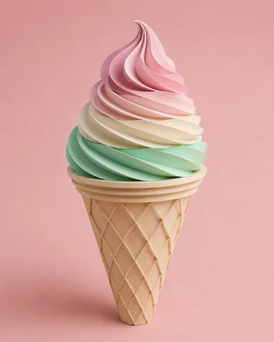 Paper Craft Ice Cream Cone With Pastel Layers