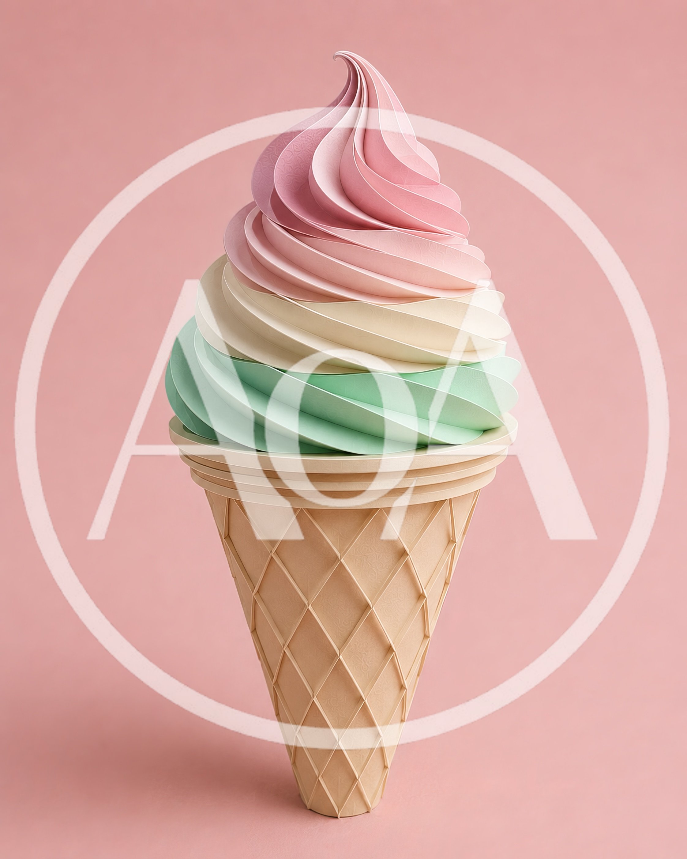 Paper Craft Ice Cream Cone With Pastel Layers