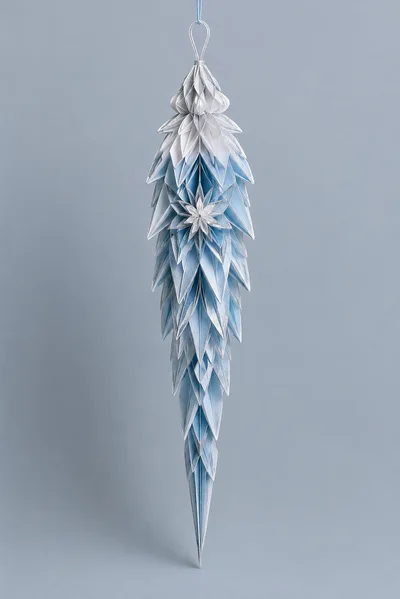 Intricate Paper Origami Icicle Christmas Ornament
