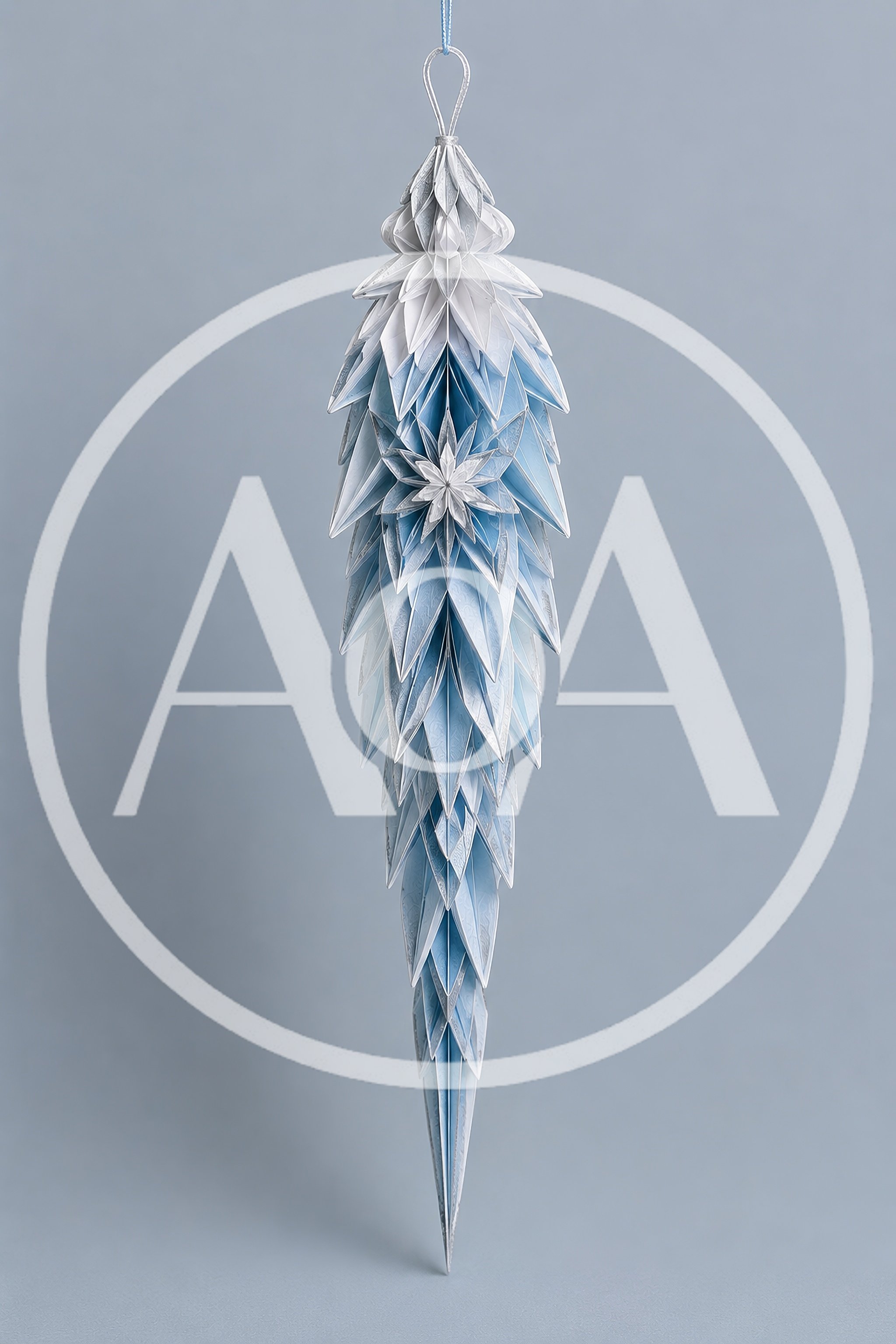 Intricate Paper Origami Icicle Christmas Ornament