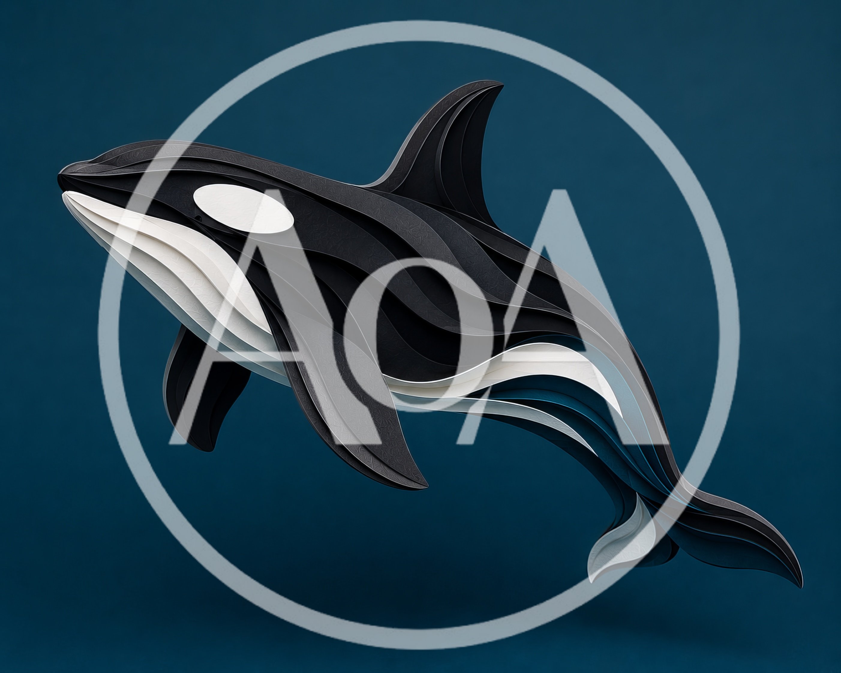 Layered Paper Cutout Orca Whale Illustration