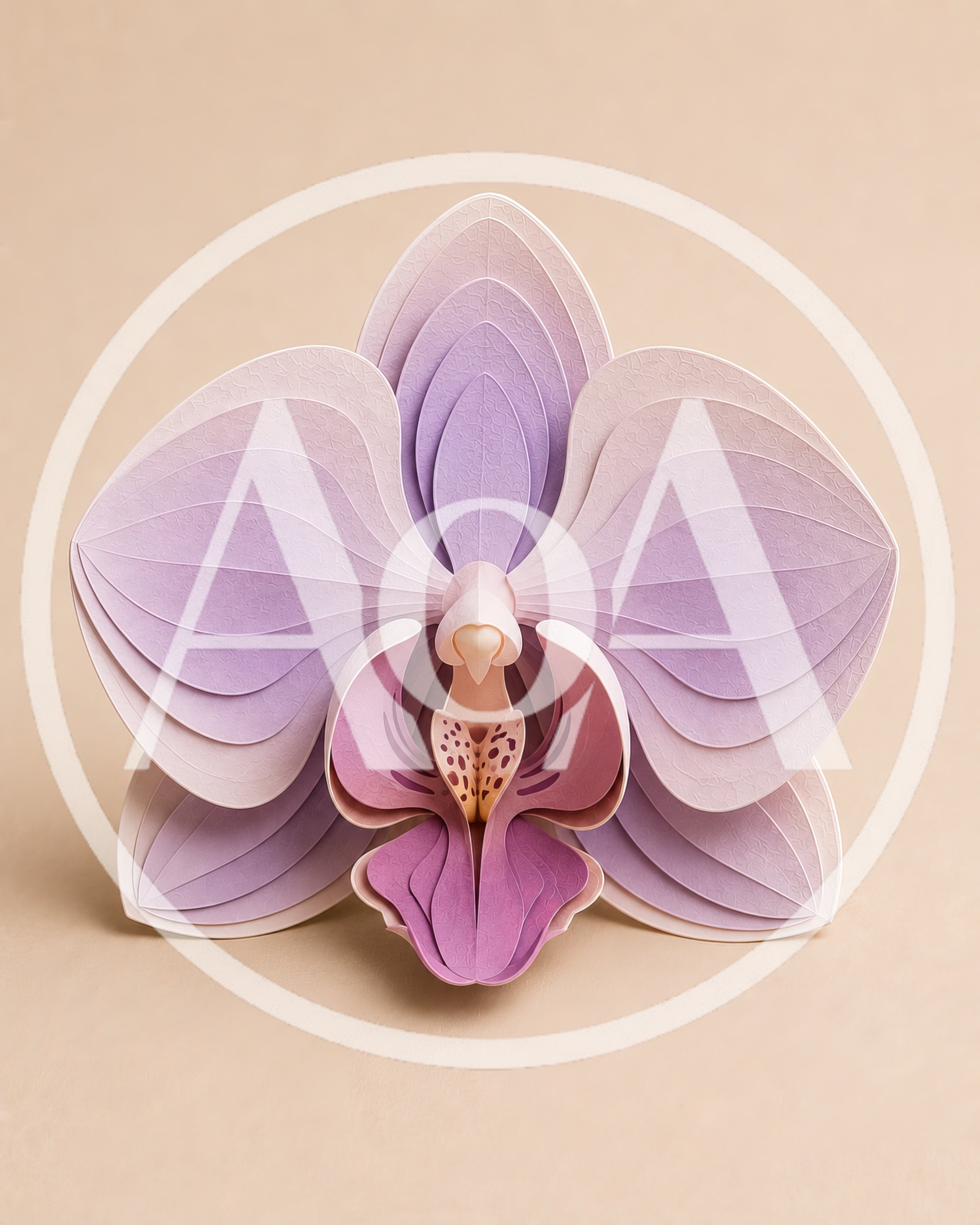 Paper Craft Orchid Flower On Beige Background