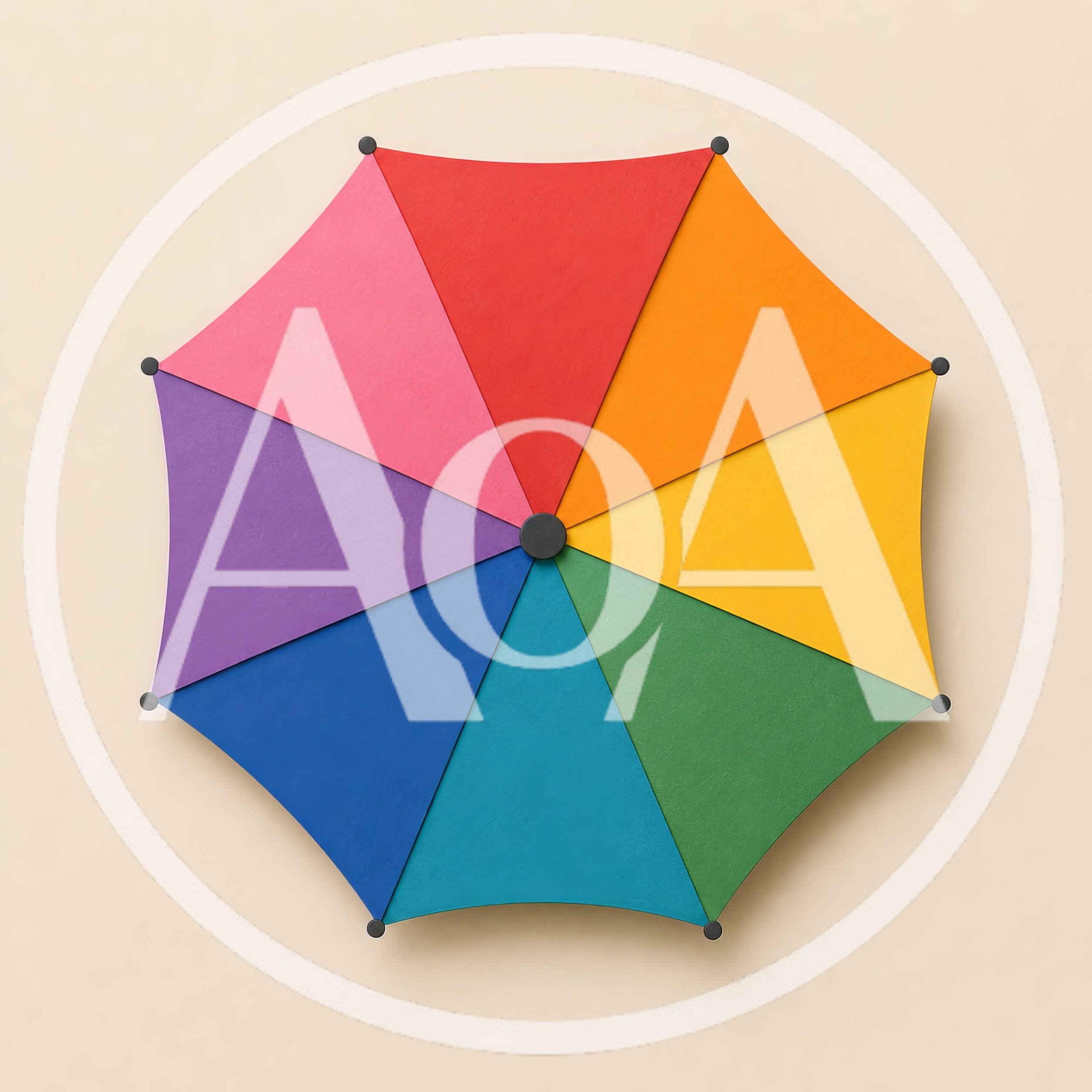 Top View Of A Colorful Rainbow Umbrella
