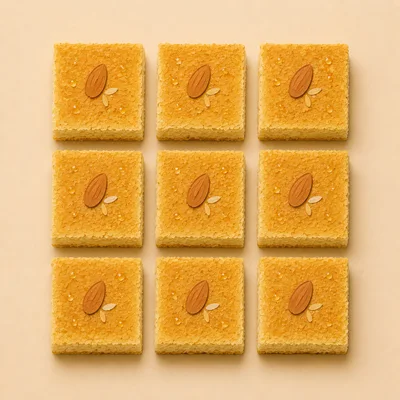 Top View Of Nine Square Almond Sweets