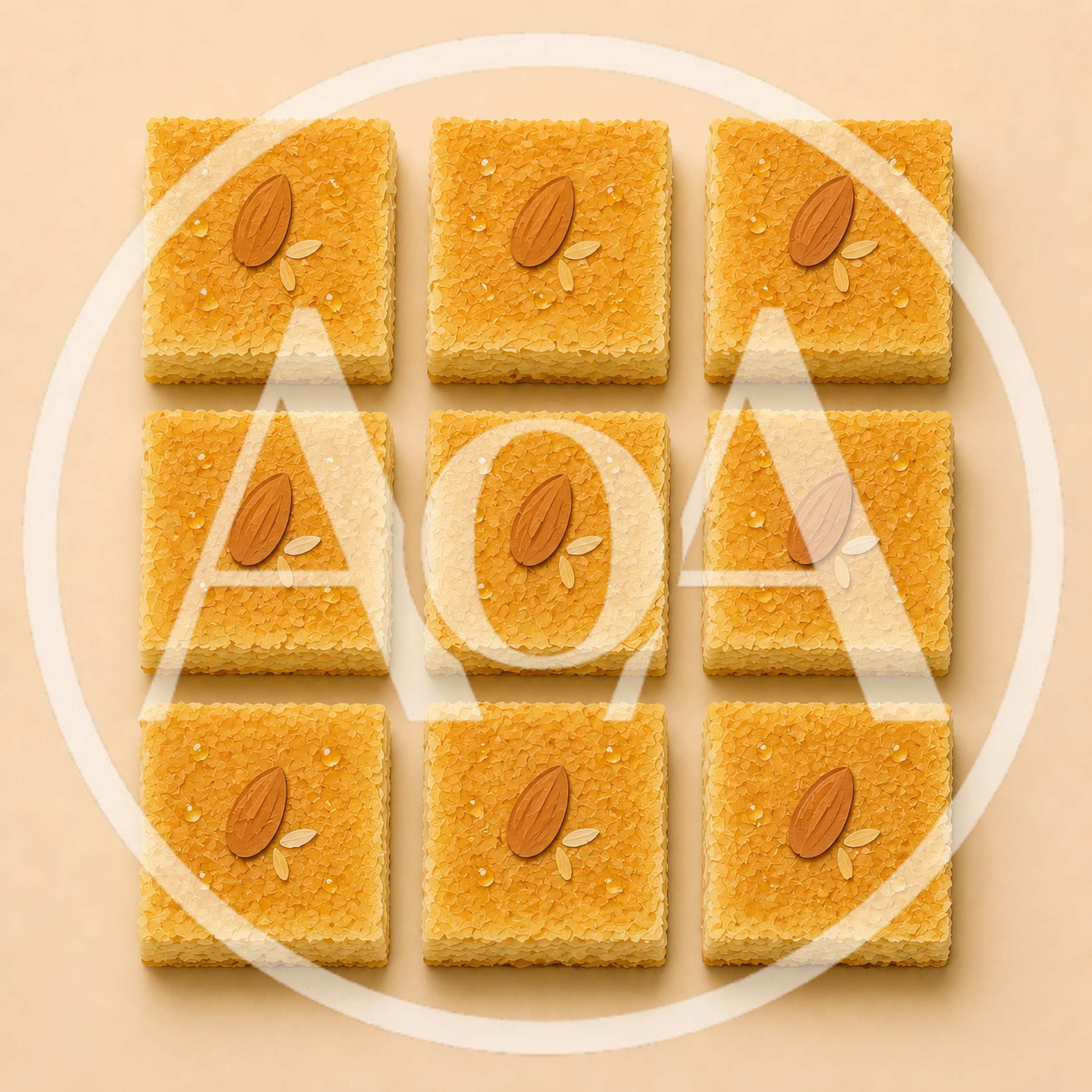 Top View Of Nine Square Almond Sweets