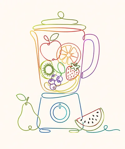 Continuous Line Drawing Of A Fruit Blender