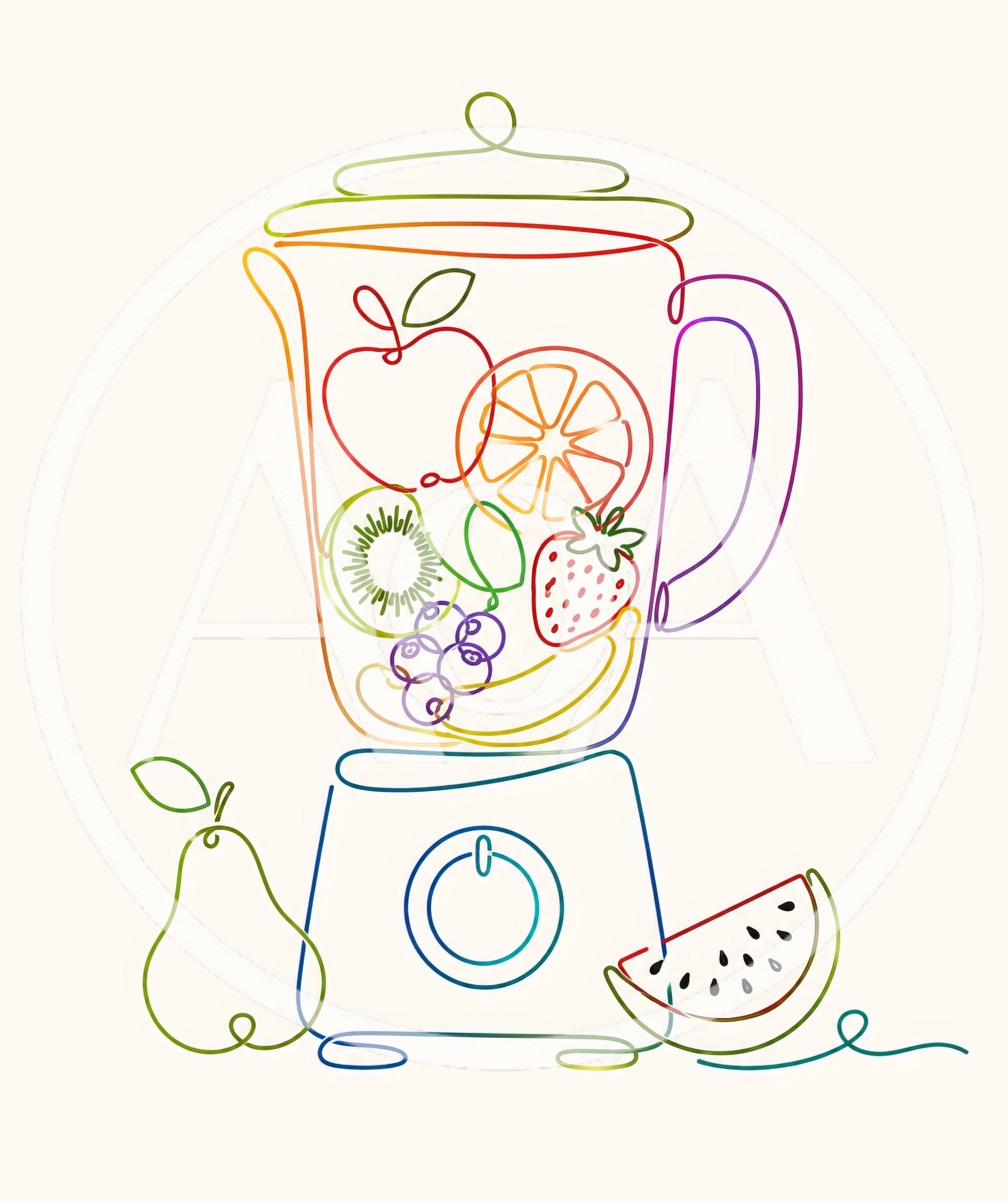 Continuous Line Drawing Of A Fruit Blender