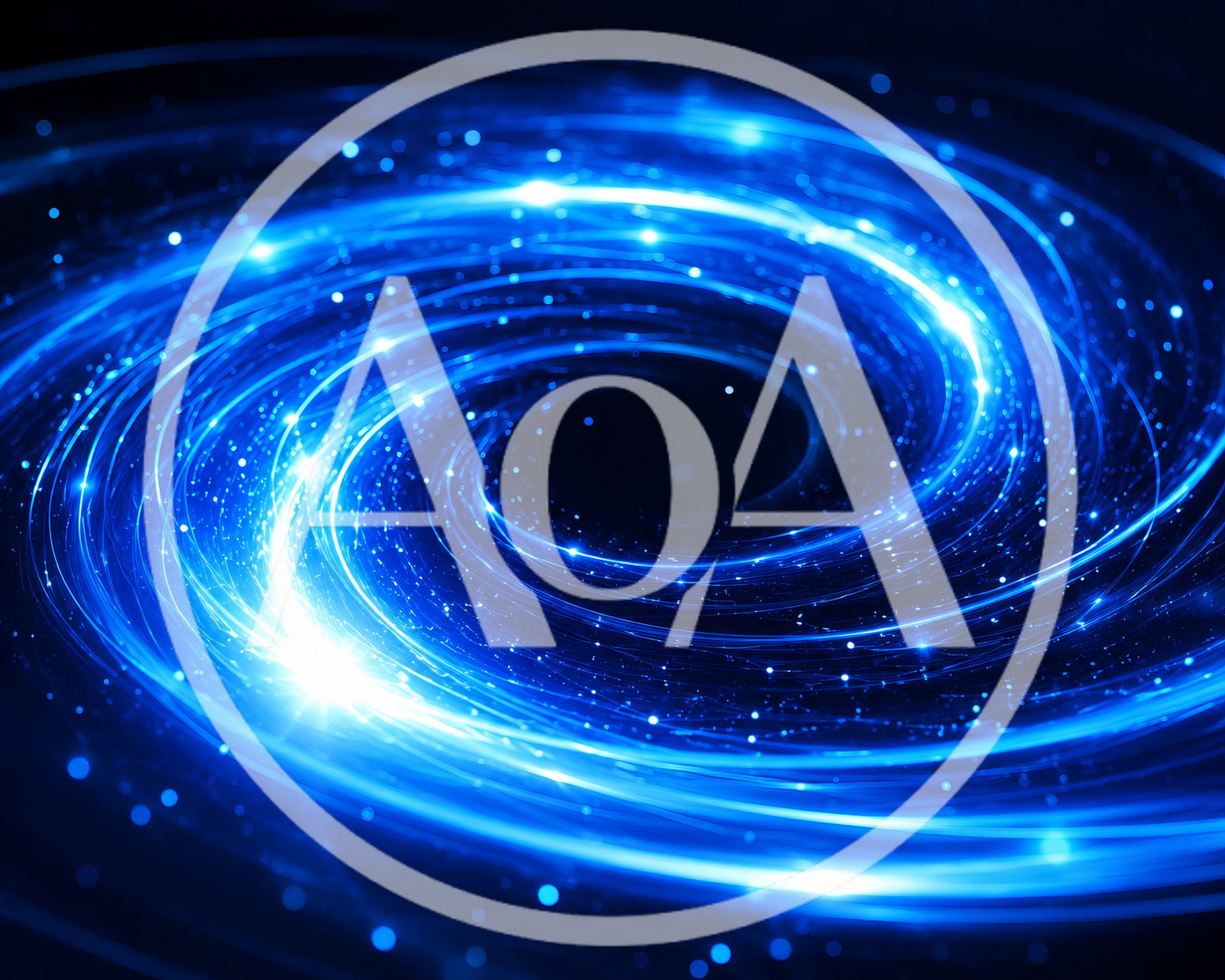 Abstract Blue Light Vortex Swirling In Deep Space