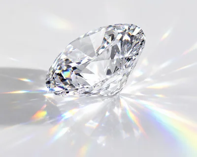 Brilliant Cut Diamond With Rainbow Light Refractions