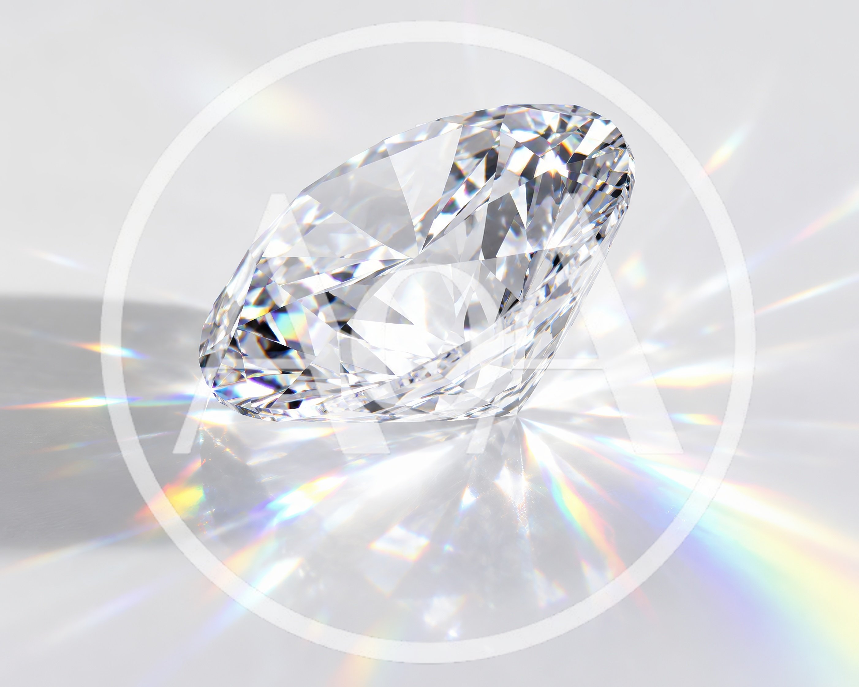 Brilliant Cut Diamond With Rainbow Light Refractions