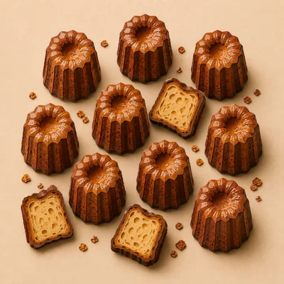 Top View Of Delicious French Canelé Pastries