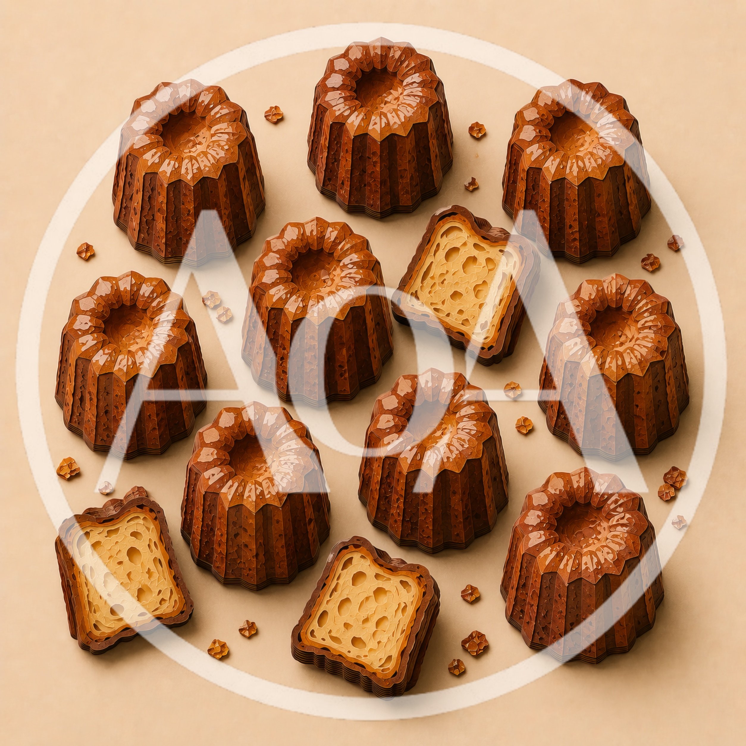 Top View Of Delicious French Canelé Pastries