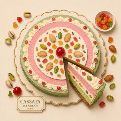 Top View Of A Traditional Italian Cassata Ice Cream