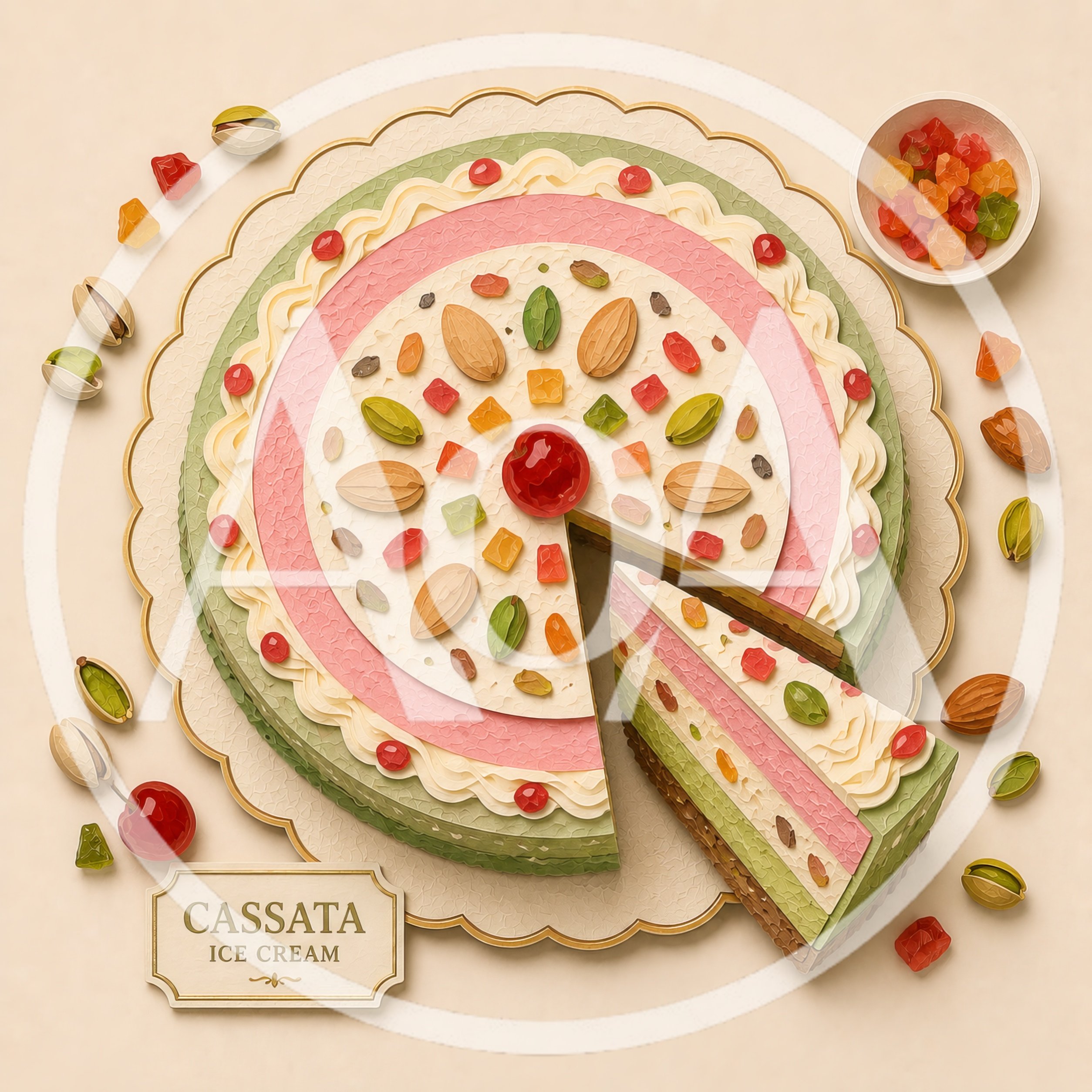 Top View Of A Traditional Italian Cassata Ice Cream