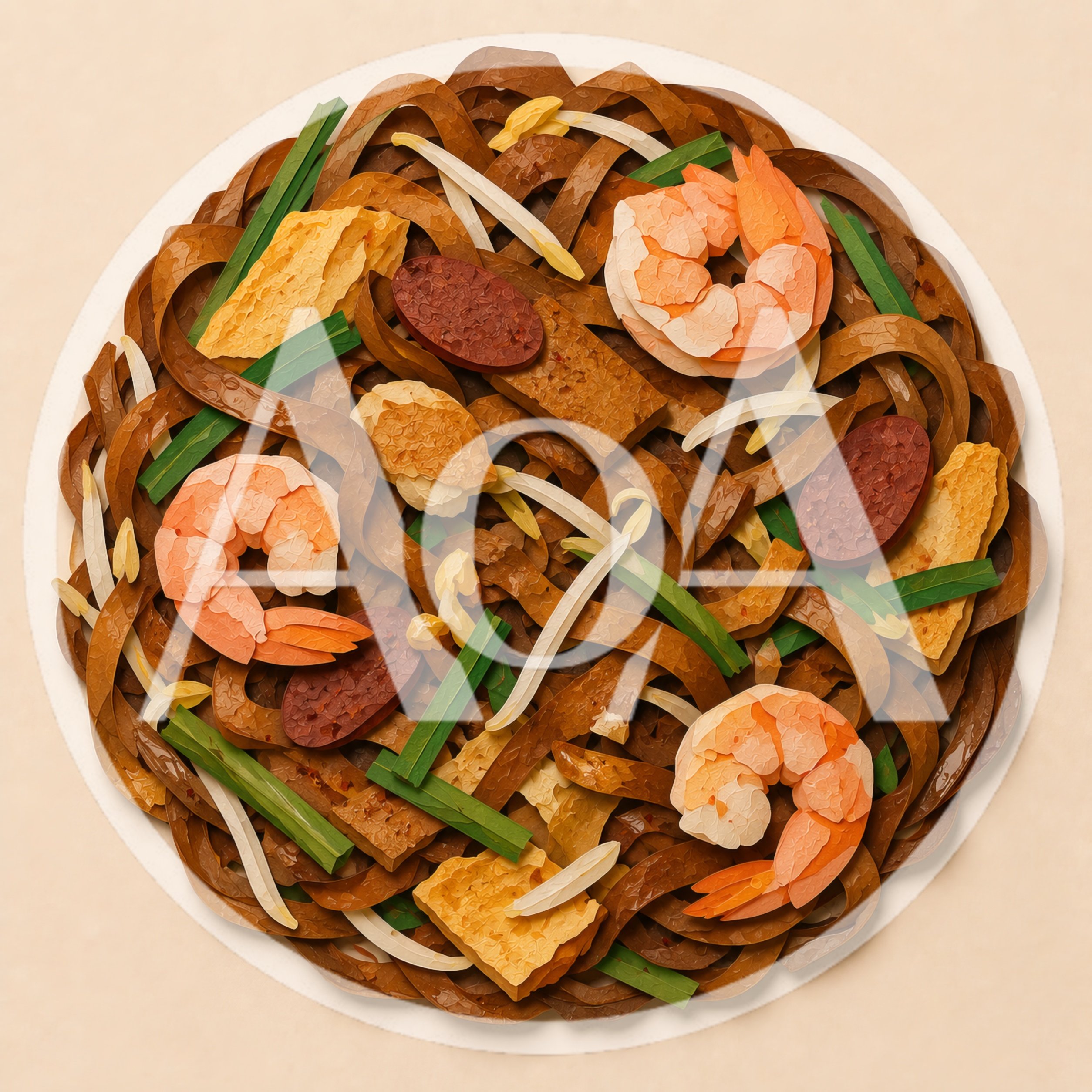 Top Down View Of Pad Thai Noodles