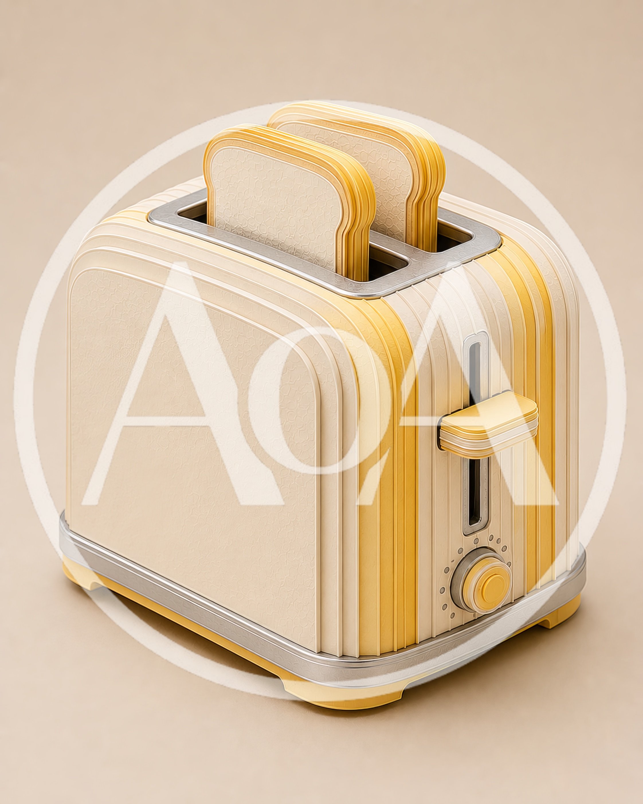Modern Yellow And Cream Two Slice Toaster