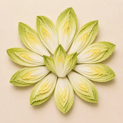 Paper Craft Endive Leaves Arranged In A Floral Pattern