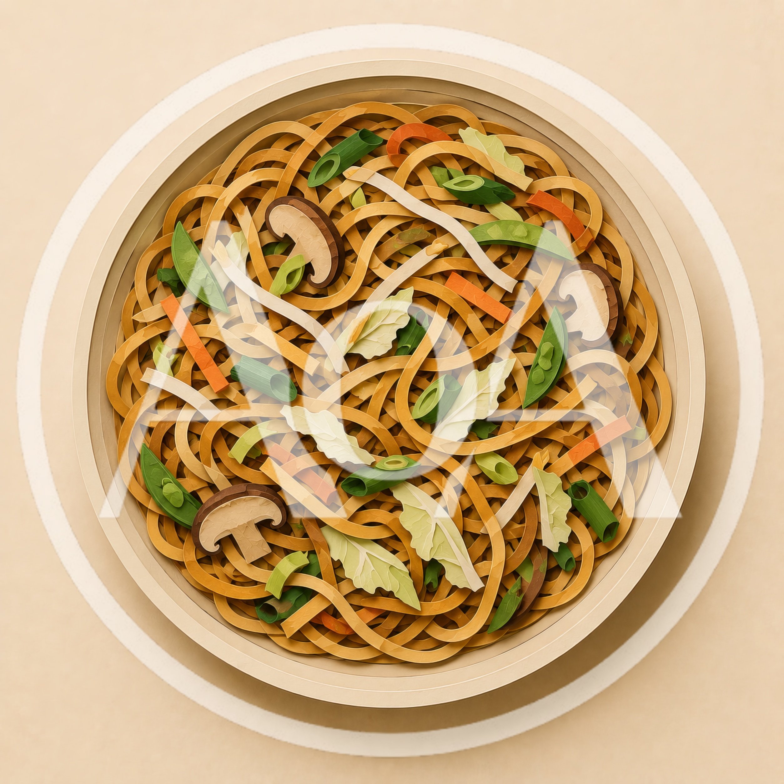 Top Down View Of Vegetable Stir Fry Noodles