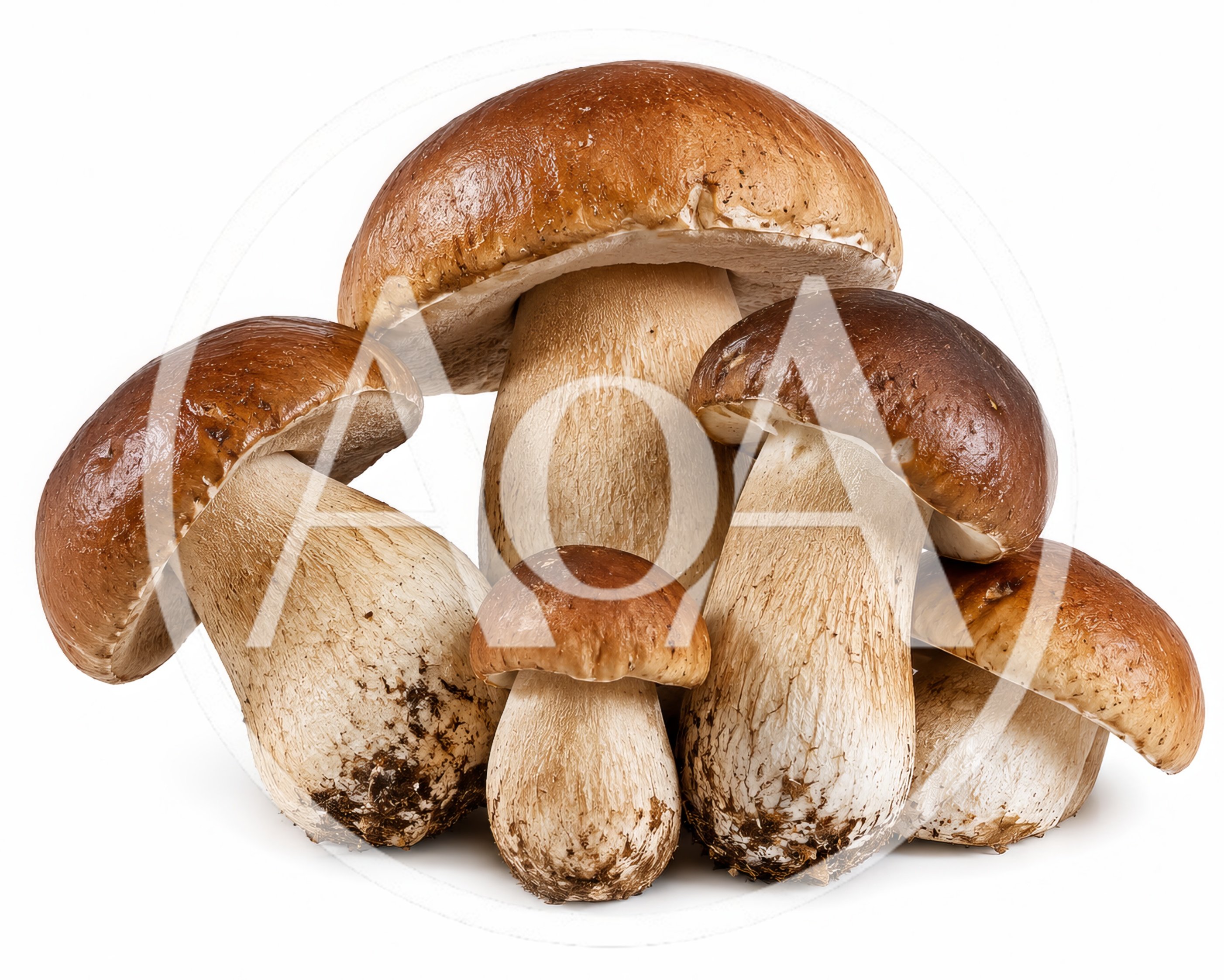 Group Of Fresh Porcini Mushrooms On White Background