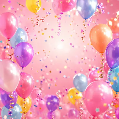 Festive Celebration Background With Colorful Balloons And Confetti