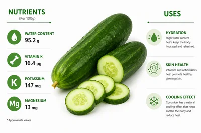Cucumber Nutritional Infographic With Health Benefits