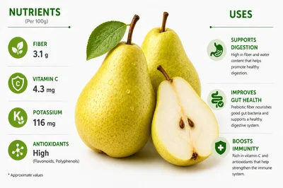 Nutritional Benefits Infographic Of Fresh Pears