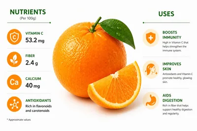 Orange Fruit Nutritional Infographic With Health Benefits