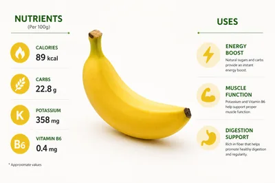 Banana Nutritional Infographic With Health Benefits