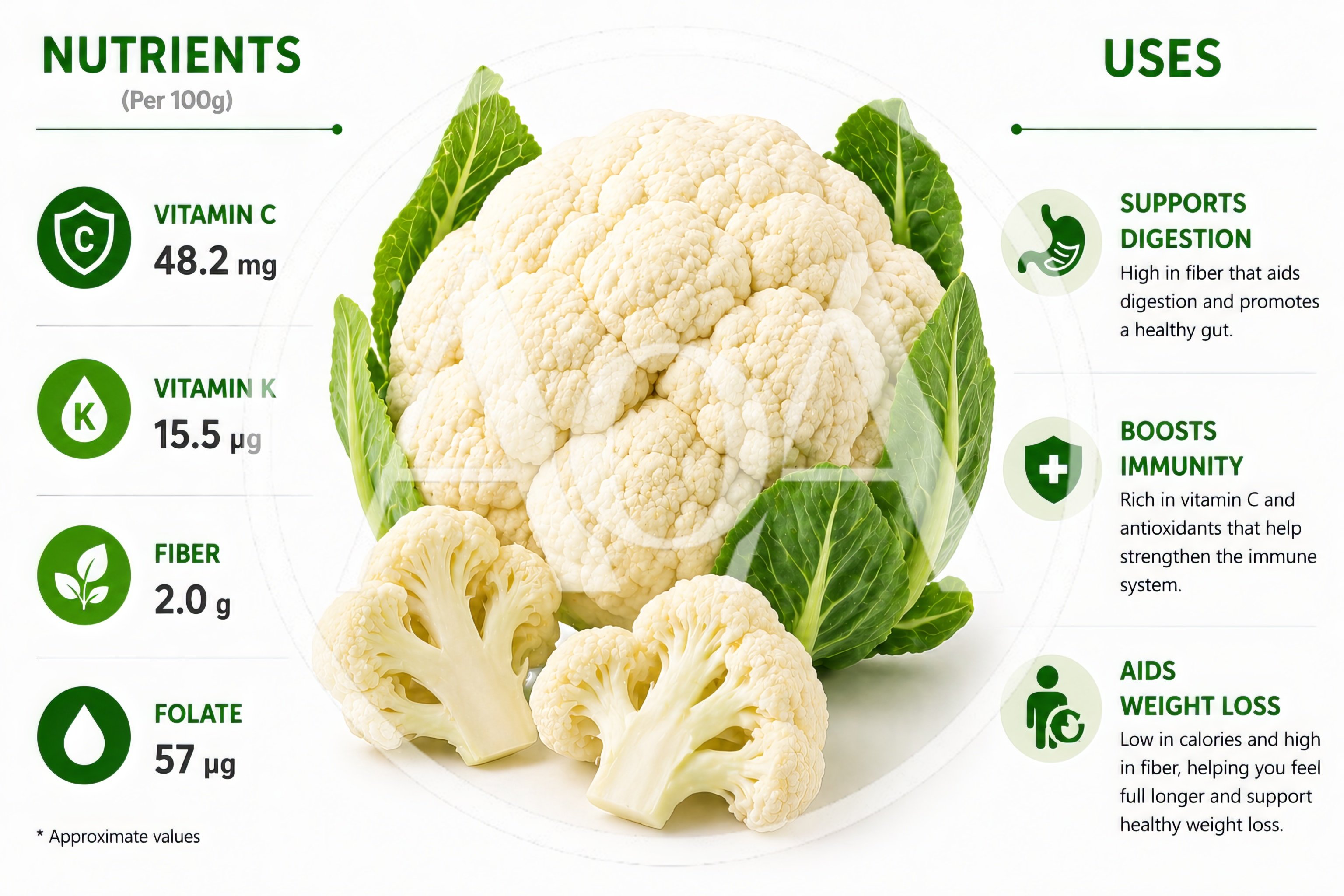 Cauliflower Nutritional Infographic With Health Benefits