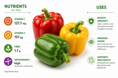 Nutritional Infographic Featuring Fresh Bell Peppers