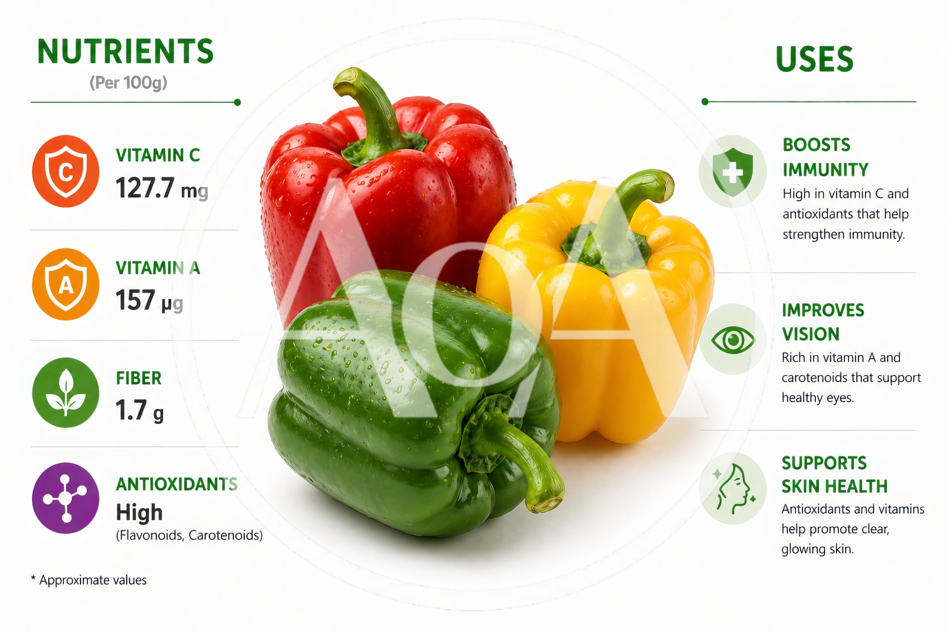 Nutritional Infographic Featuring Fresh Bell Peppers