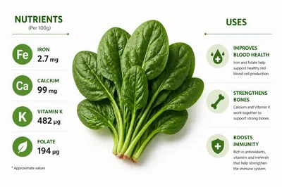 Spinach Nutritional Benefits Infographic Chart