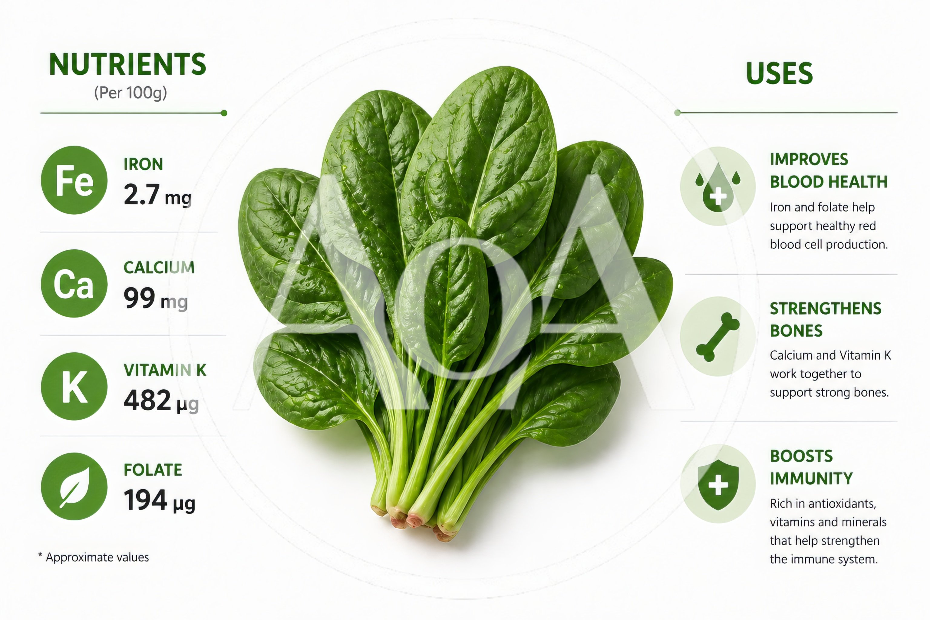 Spinach Nutritional Benefits Infographic Chart
