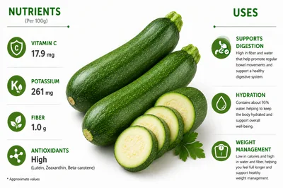 Zucchini Nutritional Infographic With Health Benefits