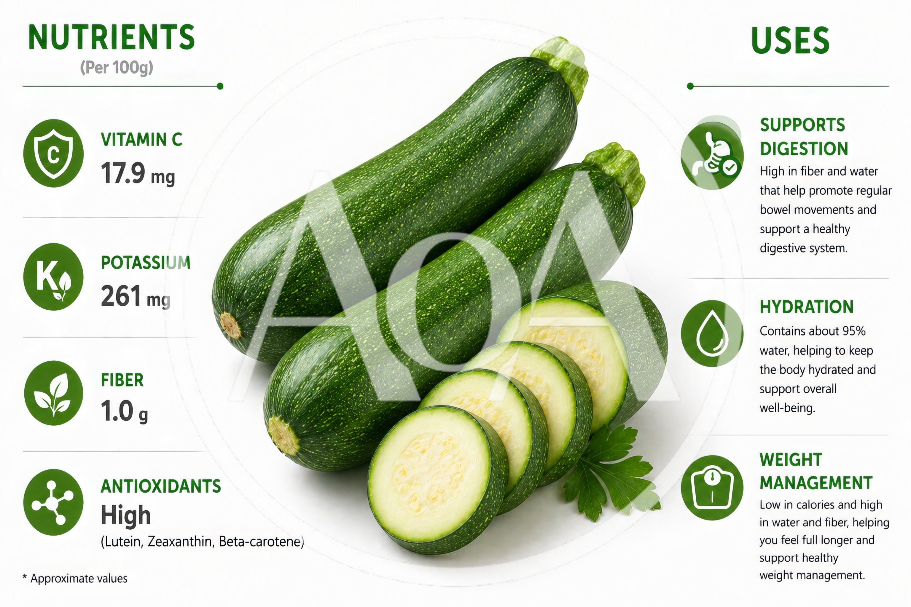 Zucchini Nutritional Infographic With Health Benefits